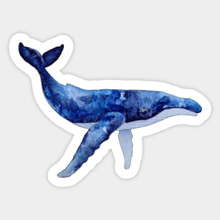 WHALE LOVERS GIFT - HUMPBACK WHALE - DEEP BLUE WATERCOLOR Sticker